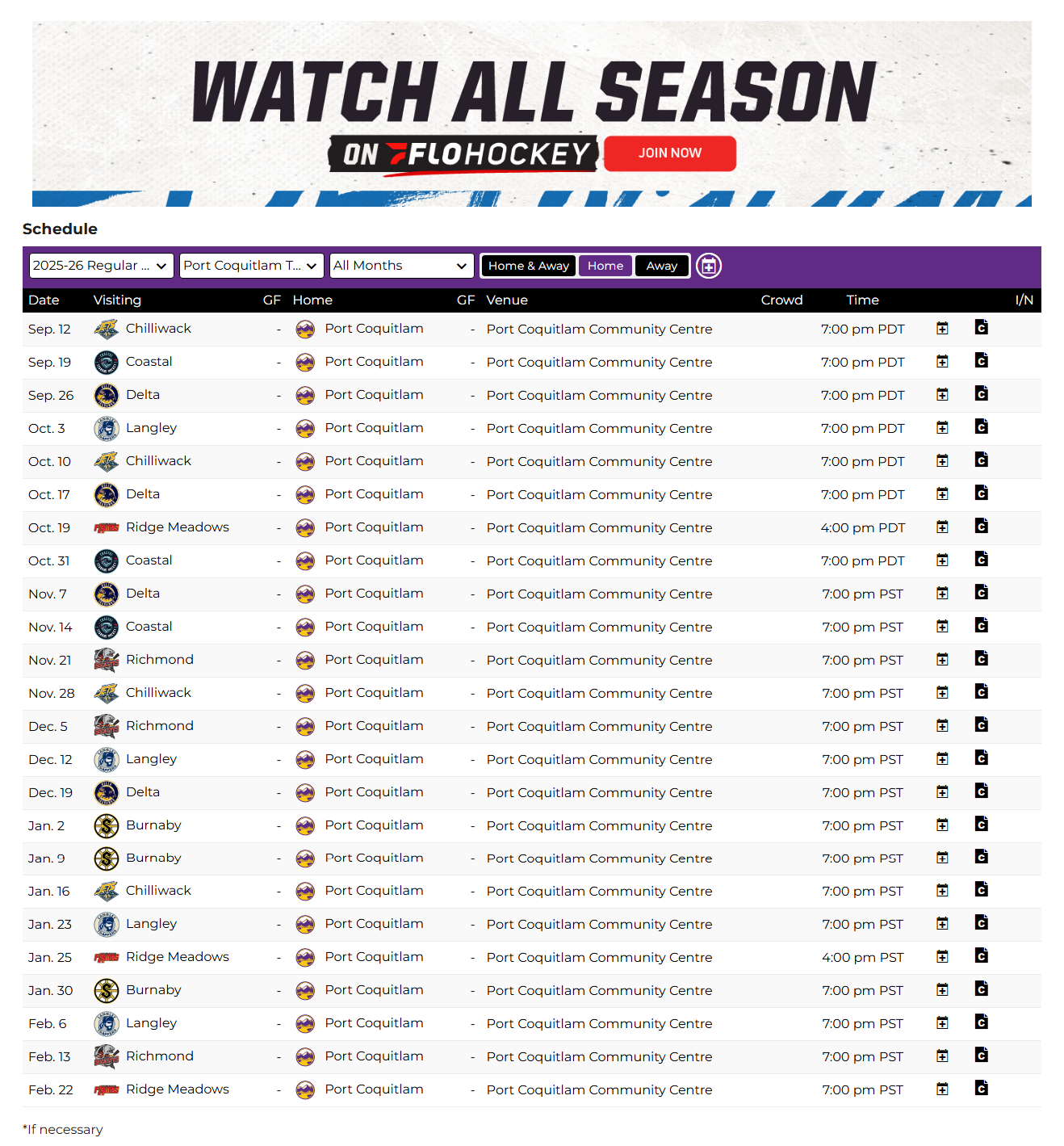 Home Schedule - Poco Trailblazers
